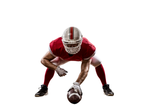 Football Player with a  Red uniform on a transparent background. PNG file.