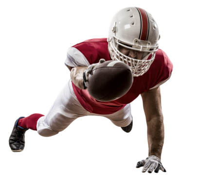 Football Player with a  Red uniform on a transparent background. PNG file.