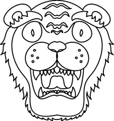 Tiger face sticker vector.Tiger head traditional tattoo.Vector of Japanese tiger for sticker or printing on T-shirt.line for doodle art and illustration for coloring book.