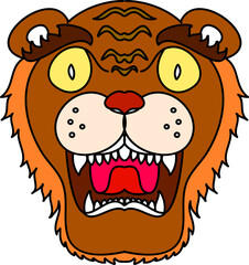 Tiger face sticker vector.Tiger head traditional tattoo.Vector of Japanese tiger for sticker or printing on T-shirt.line for doodle art and illustration for coloring book.