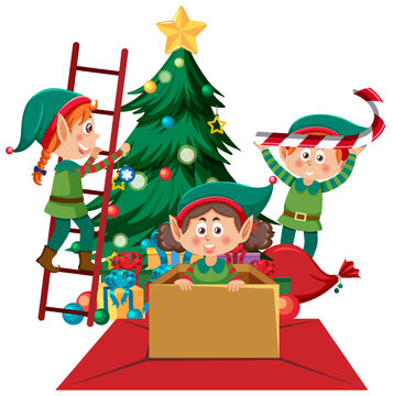 Christmas elf kids cartoon character