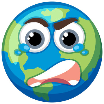 A crying earth cartoon