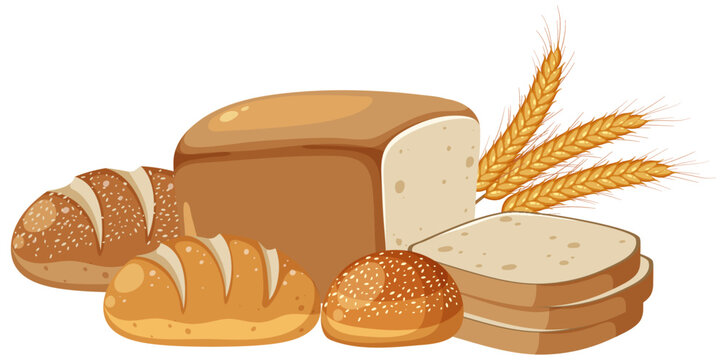 Group of different breads