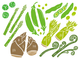 春野菜のイラストセット