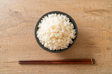 cooked white rice bowl