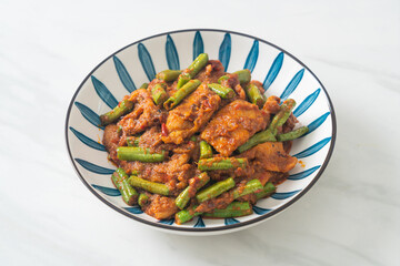 Stir fried pork with red curry paste