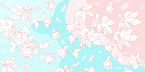 background with magnolias. Vector illustration