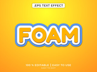 Foam 3d editable text effect with yellow background