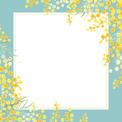 ミモザのベクターイラストフレーム背景