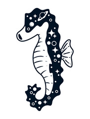 seahorse surreal astrology style