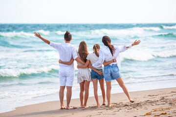 Young family on vacation have a lot of fun