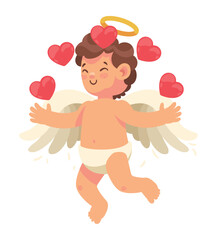 cupid angel with hearts