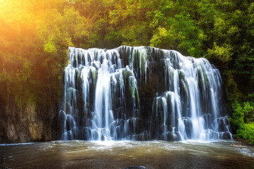 Magnificent waterfalls in a beautiful sunny day, Generative AI technology