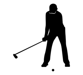 Black silhouette of people in golf