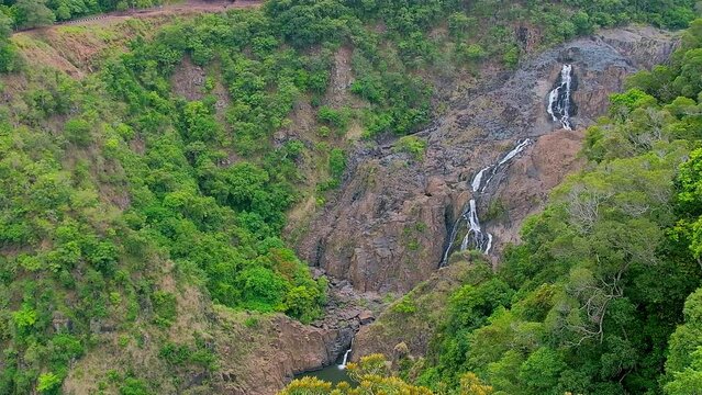 A footage of waterfall from skyrail in Kuranda, Queensland, Australia