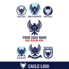 EAGLE LOGO, SIMPLE AND STRONG SILHOUETTE OF ABSTRACT FALCON vector illustrations