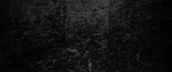 Stone concrete texture grunge backdrop background anthracite panorama on black slate background, old dirty concrete dark wall. Scary dark cement background.