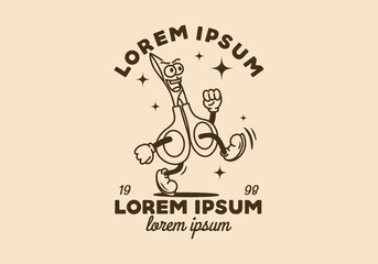 illustration design of scissors with hands and feet