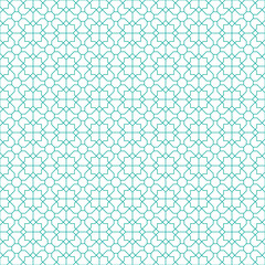 Blue square and diagonal line pattern on white background. Linked diagonal line on square and octagon shape. Blue lattice pattern on white background. Abstract maze backdrop.
