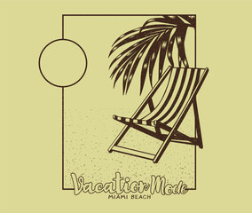 beach chair vector with summer typography design