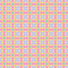 Colorful square and diagonal line pattern on multicolor background. Linked diagonal line on square and octagon shape. Colorful lattice pattern on pastel background. Abstract maze backdrop.