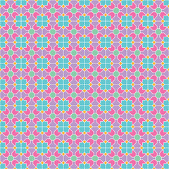 Colorful square and diagonal line pattern on blue and pink background. Linked diagonal line on square and octagon shape. Colorful lattice pattern on color background. Abstract maze backdrop.