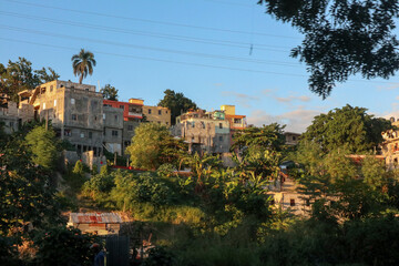 Fototapeta na wymiar cluster of homes in the Caribbean