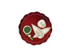 Realistic illustration of mera pitha with bhorta 