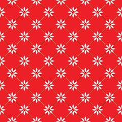 White flower pattern on red background. Eight white petals flower patterns. Beautiful flower pattern wrapping.