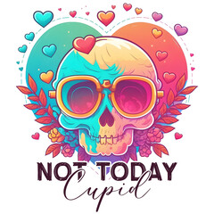 Not Today Cupid Valentine Skull