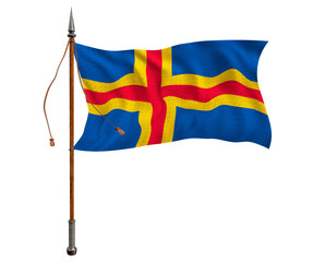 National Flag of Åland Islands. Background  with flag  of Åland Islands