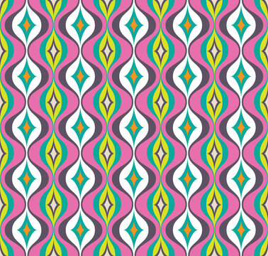 Ogee pattern. Colorful abstract pattern. Multicolor ogee pattern. Traditional oriental art. Beautiful colored-wavy pattern.