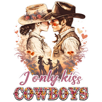 I Only Kiss Cowboys Western Valentine