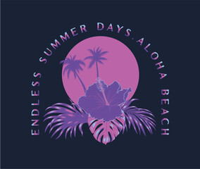 tropical summer design with typography