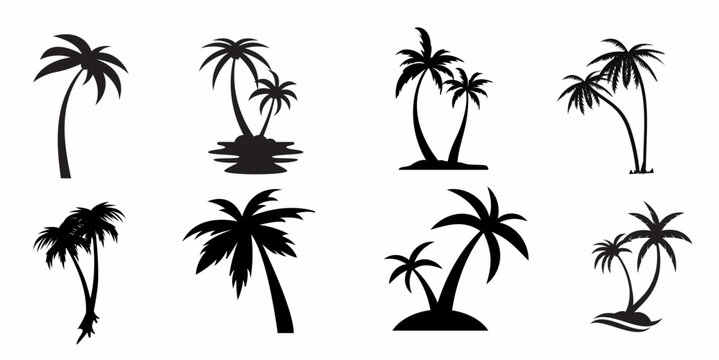 Coconut tree icon illustration. Coconut tree icon set. Stock vector collection.