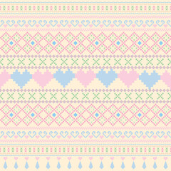 Cute Seamless Pattern Thai Tribe Yellow Pastel