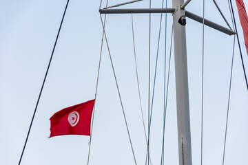 Tunisia flag on the yacht