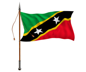 National flag of Saint Kitts and Nevis. Background  with flag of Saint Kitts and Nevis