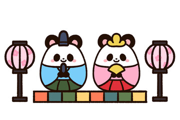 かわいいパンダのひな人形