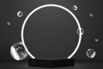 Rock stone podium Blank product shelf standing backdrop.