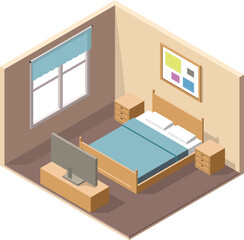 Fototapeta na wymiar Isometric Bedroom Interior 