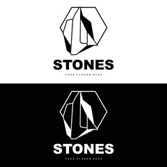 Stone Logo, Vector Stone Modern With Geometry Line Style, Design For Aesthetic Decoration, Brand Modern Product, Simple Icon Abstract Aesthetic Geometry Line