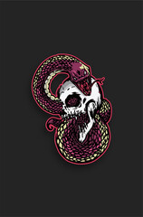 Skull With Snake Wallpaper