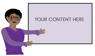 A person with the presentation board