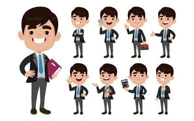 Business person in different positions set