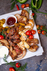 meat chicken platter, wings, baked chicken dish for the company