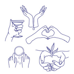 Set of hands in minimal linear style