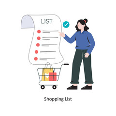 Shopping List Flat Style Design Vector illustration. Stock illustration