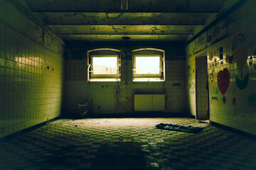 basement of a lost place in colour and contrast