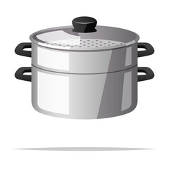 Steamer pot vector isolated illustration